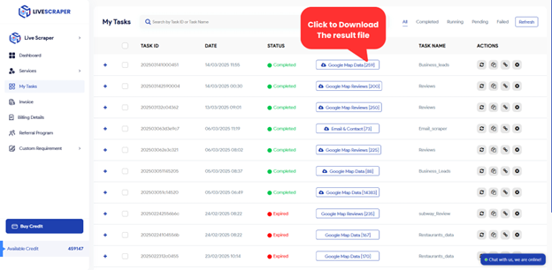 download results file