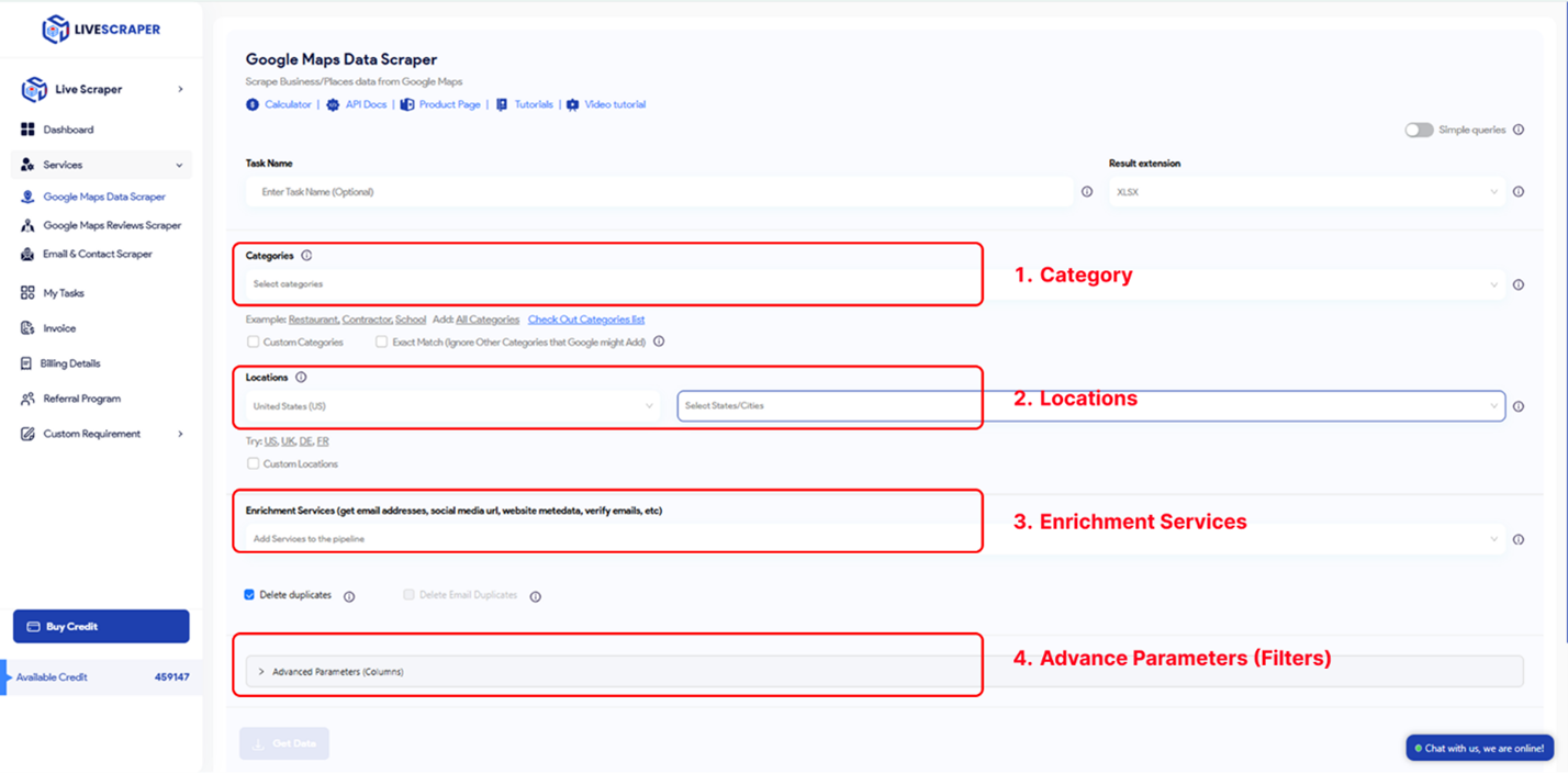 To create your task, you need to define four main parameters.